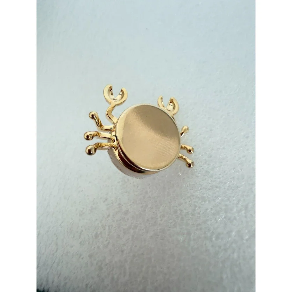 Gold Tone Pearl Crab Magnetic Brooch Scarf Clip Fridge Magnet Rhinestone